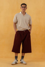 CLP V-Neck Detachable Collar Knitted Tee