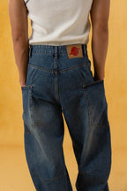 CLP Spliced Big-Pocket Curved Jeans