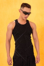 CLP Sparkle Diamond Ribbed Tank Top