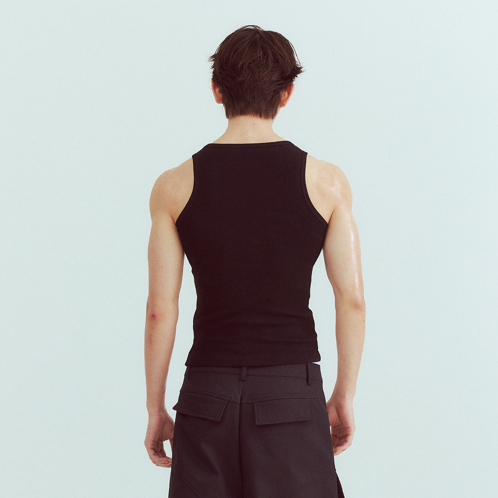 KADAKADA Distressed Graphic Ribbed Tank Top