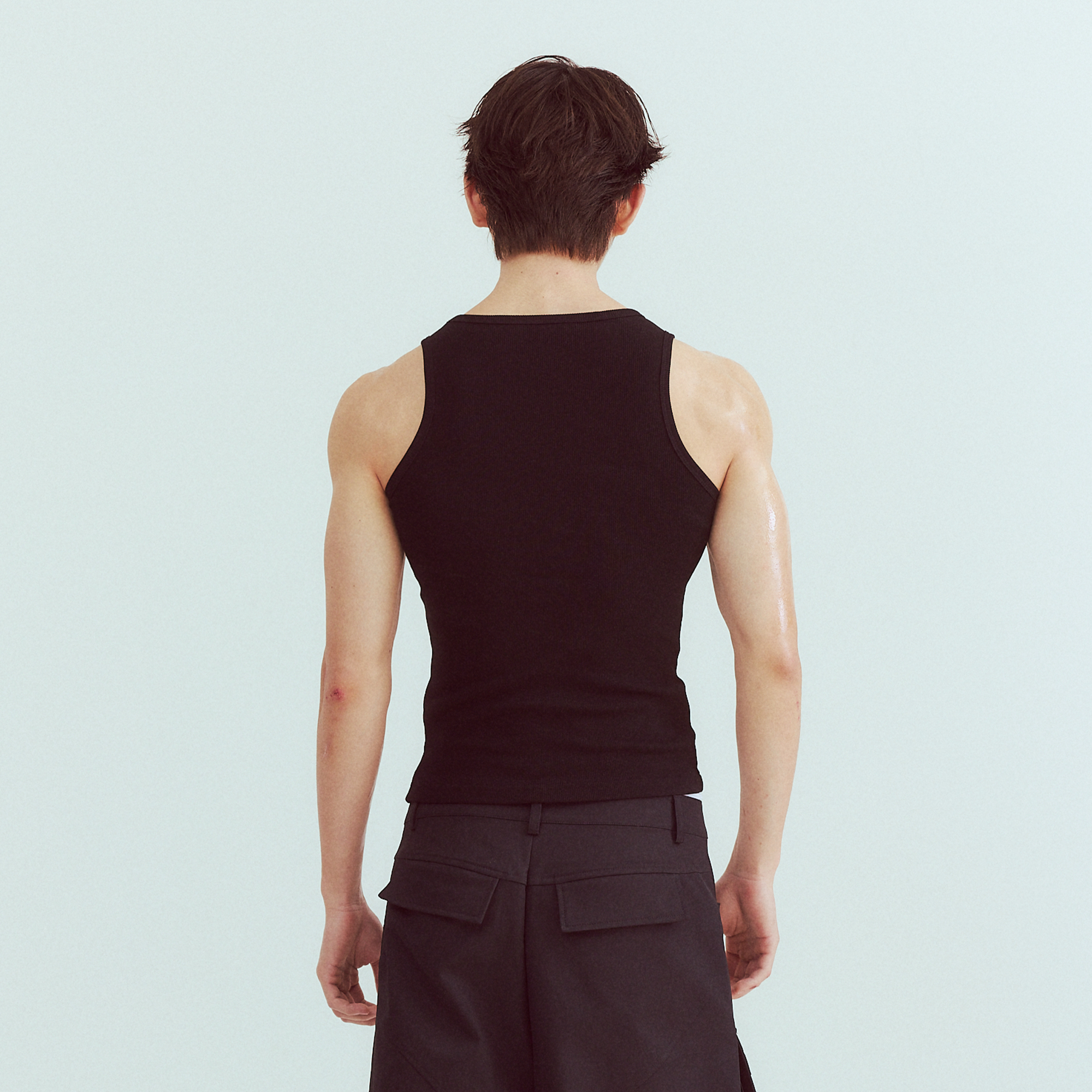 KADAKADA Distressed Graphic Ribbed Tank Top