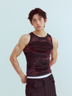 KADAKADA Distressed Graphic Ribbed Tank Top