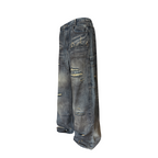 TH4SWE Distressed Heavy-Wash Wide-Leg Jeans