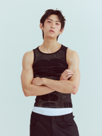KADAKADA Distressed Graphic Ribbed Tank Top