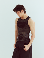 KADAKADA Distressed Graphic Ribbed Tank Top