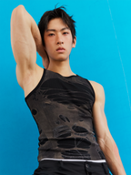 KADAKADA Distressed Graphic Ribbed Tank Top