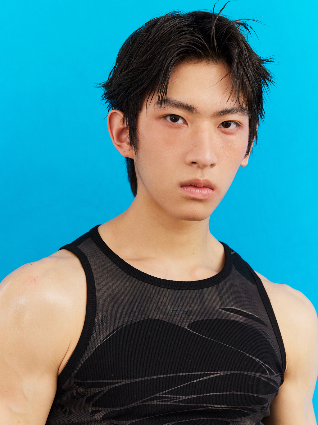 KADAKADA Distressed Graphic Ribbed Tank Top