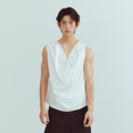 KADAKADA Pearl Sheen Deep V Draped Sleeveless Shirt