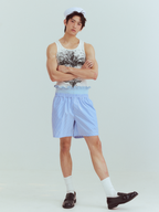 KADAKADA Retro Striped Ruffle-Waist Layered Shorts