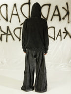 KADAKADA Detachable Ribbon Washed Oversize Flare Jeans