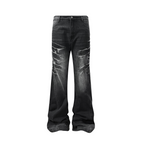 TH4SWE Washed Cracked Whisker Flared Jeans