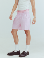 KADAKADA Retro Striped Ruffle-Waist Layered Shorts