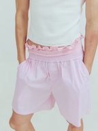 KADAKADA Retro Striped Ruffle-Waist Layered Shorts