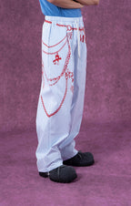 CLP Charm Graphic Striped Drawstring Pants