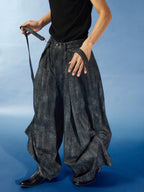KADAKADA Detachable Ribbon Washed Oversize Flare Jeans