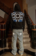 PHANTOMHUNTER Washed Leopard Patch Baggy Jeans