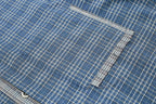 ESAIAS Plaid Layered Raw-Edge Half Shirt Blue