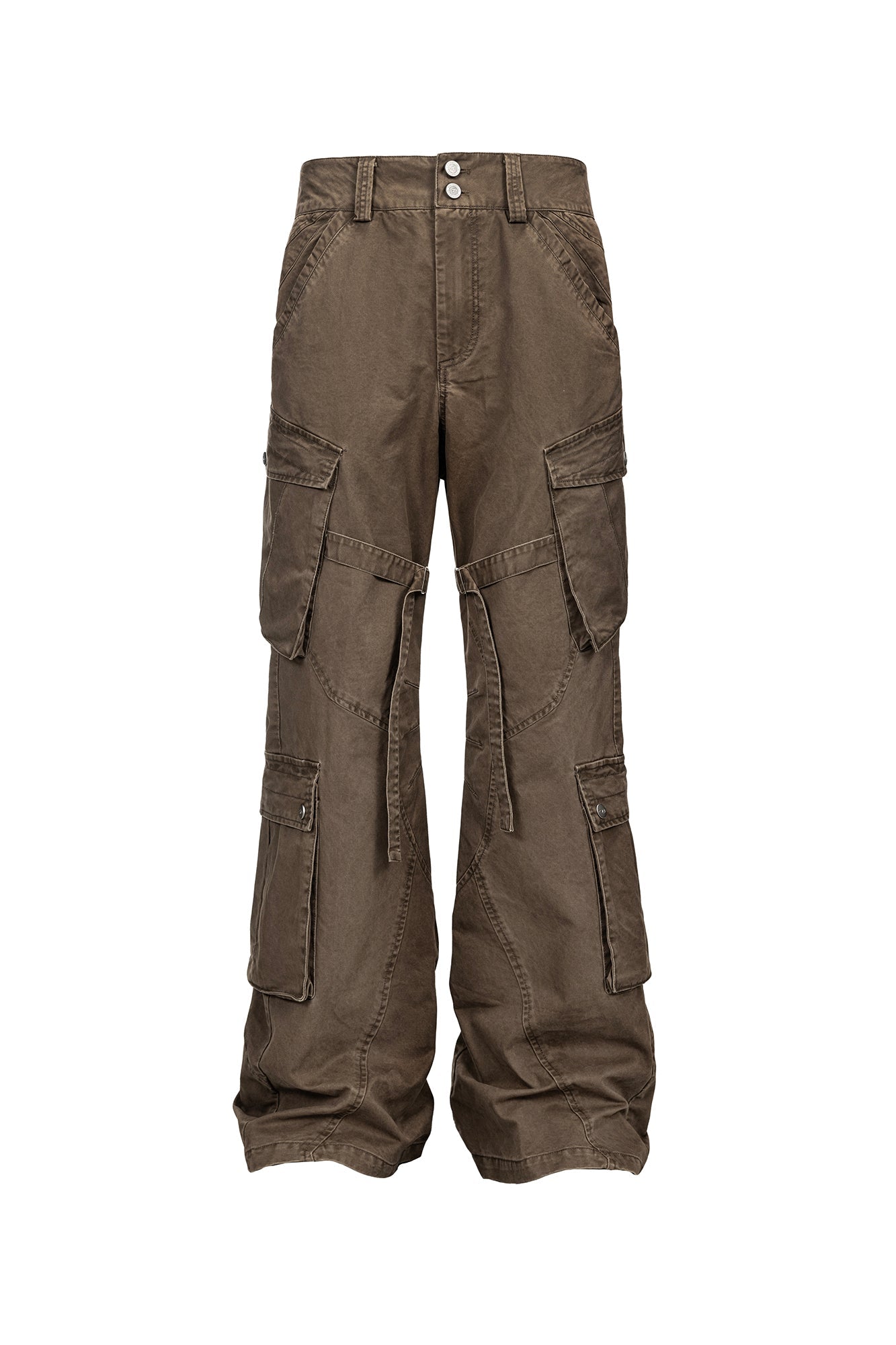CATSSTAC Multi-Pocket Paneled Strap Cargo Pants