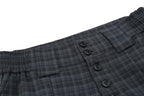 ESAIAS Retro Plaid Pleated Wide-Leg Pants