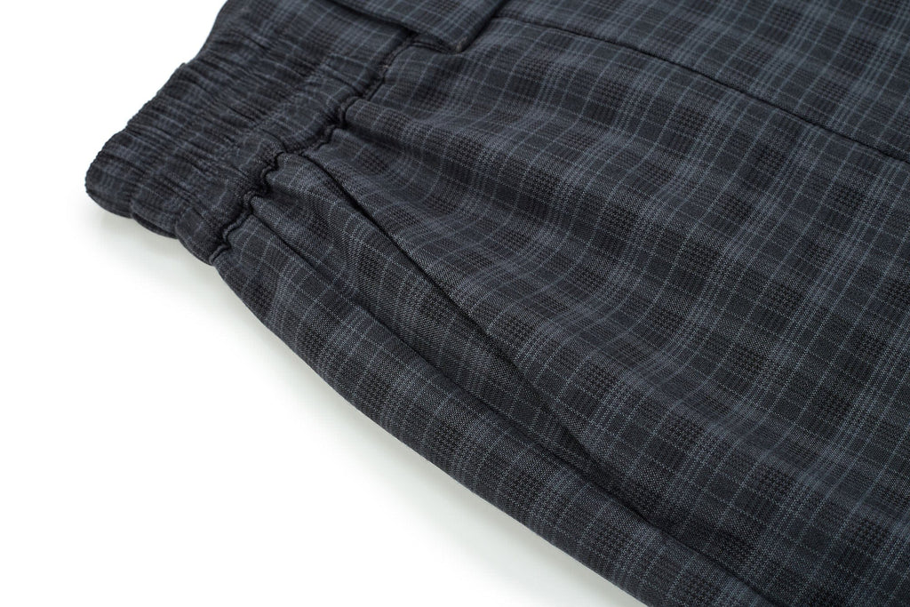 ESAIAS Retro Plaid Pleated Wide-Leg Pants