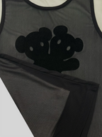 KADAKADA Flocked Bear Mesh One-Shoulder Ribbed Tank Set