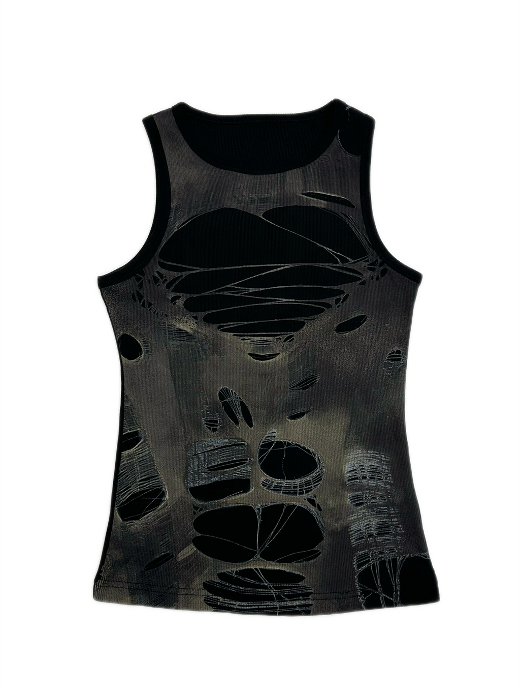 KADAKADA Distressed Graphic Ribbed Tank Top
