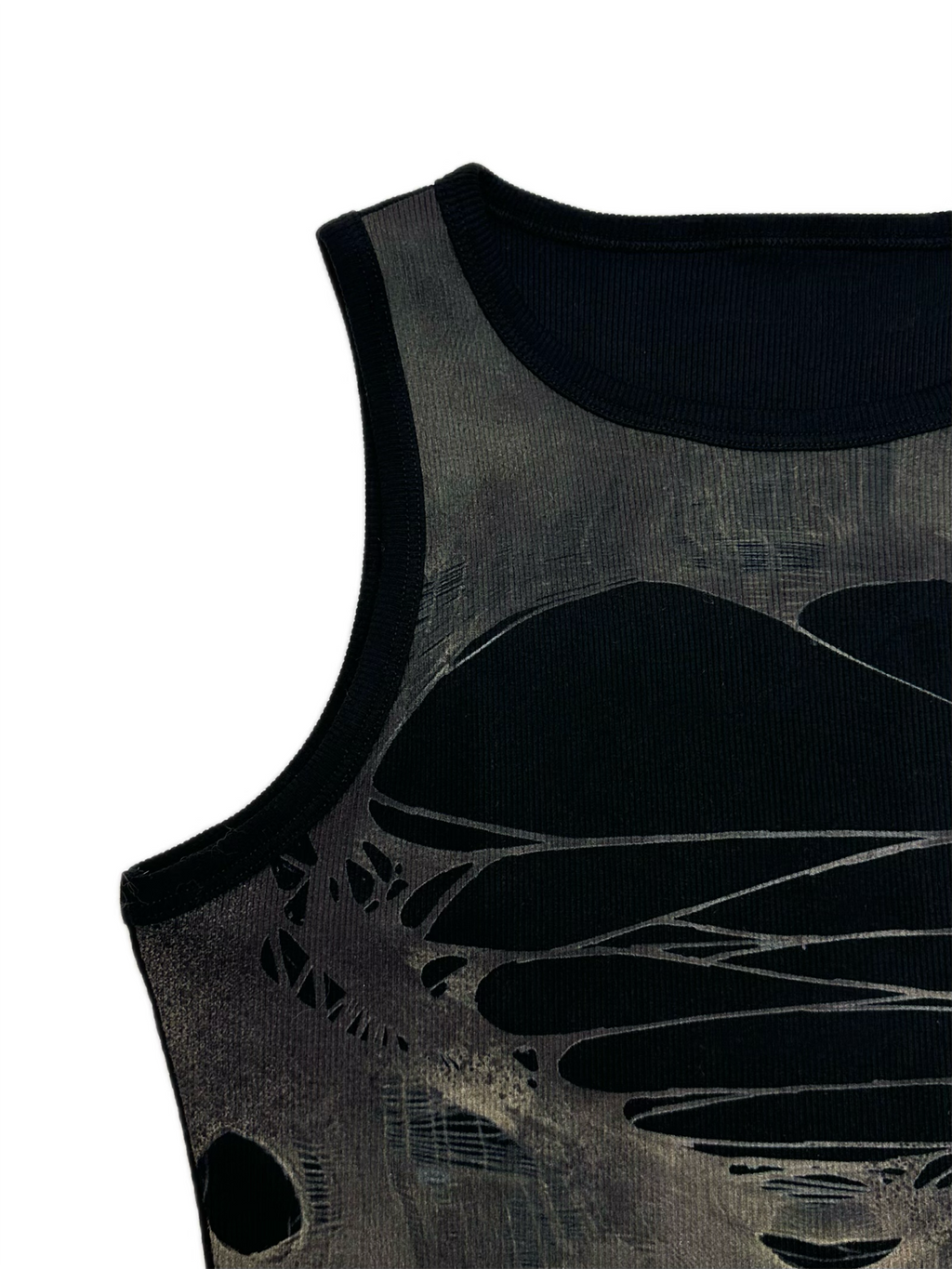 KADAKADA Distressed Graphic Ribbed Tank Top