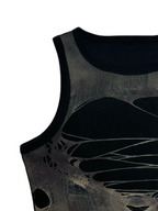 KADAKADA Distressed Graphic Ribbed Tank Top