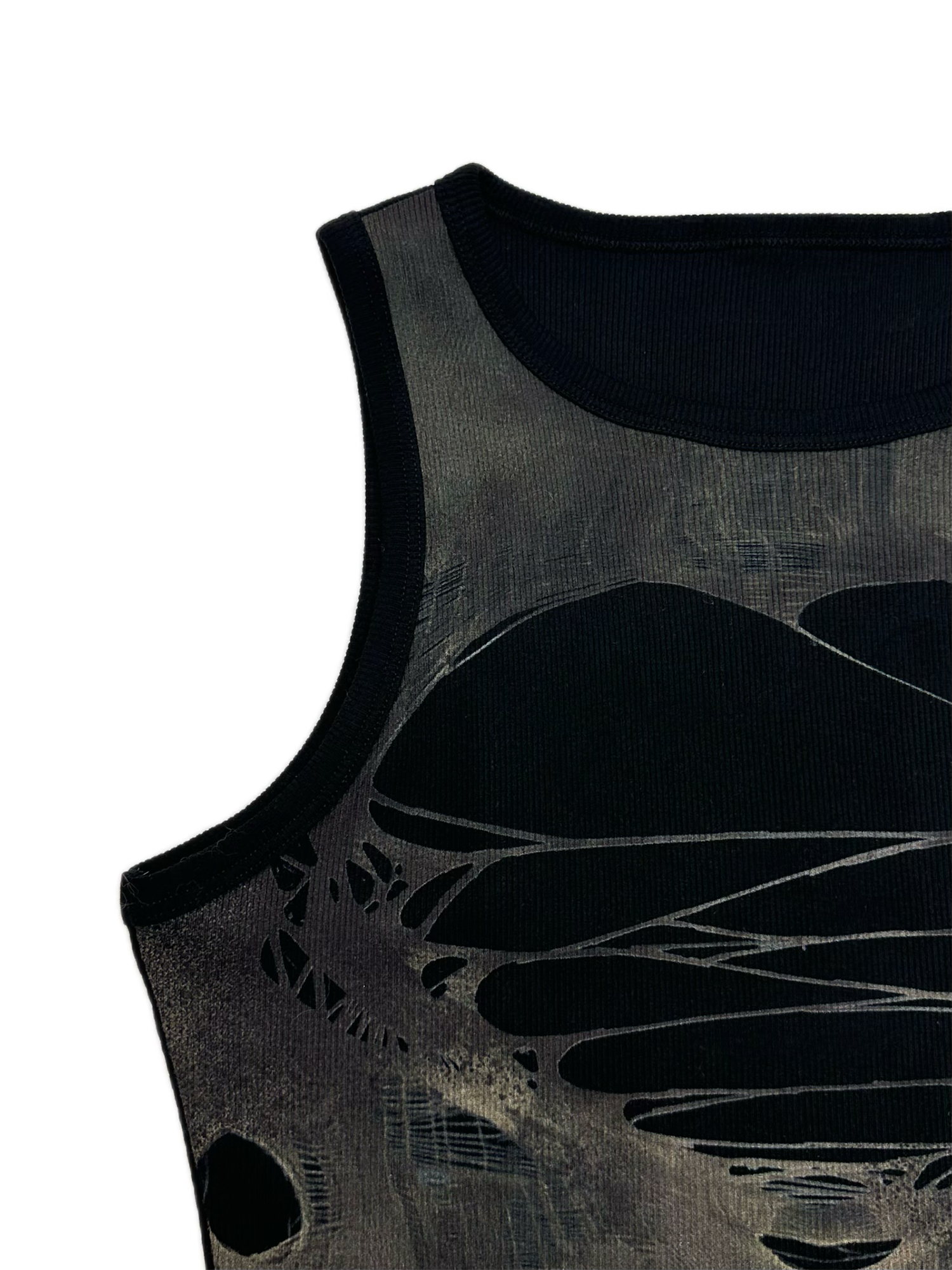 KADAKADA Distressed Graphic Ribbed Tank Top