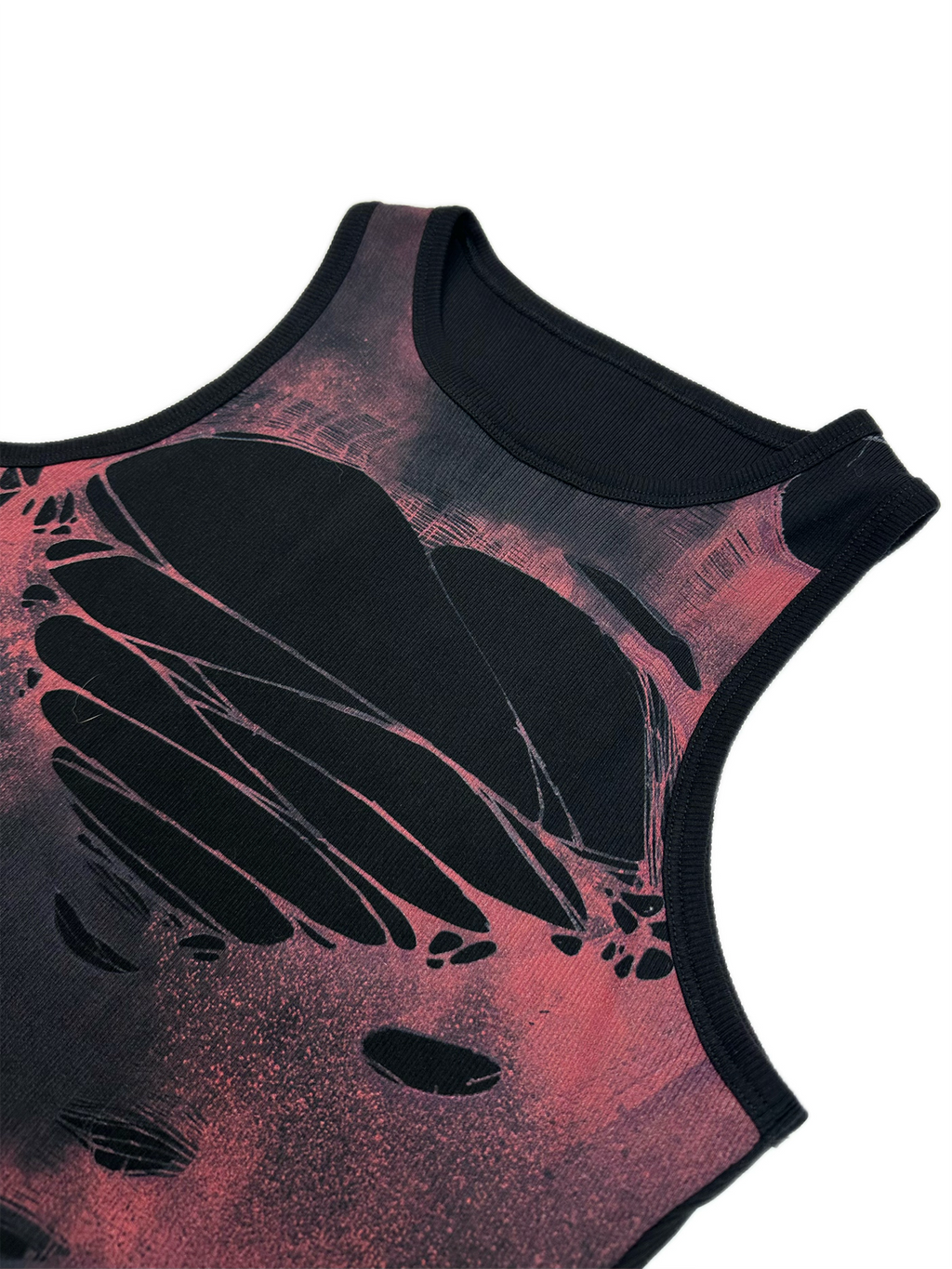 KADAKADA Distressed Graphic Ribbed Tank Top