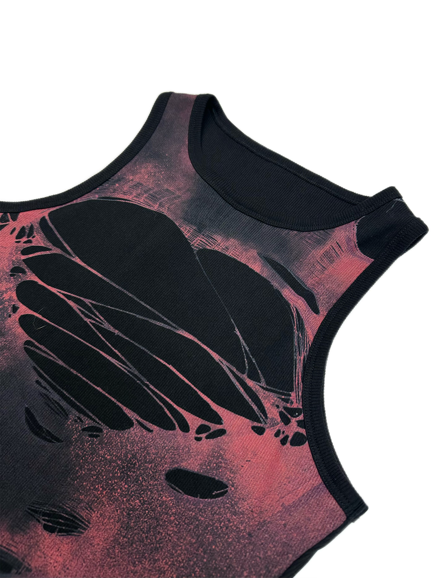 KADAKADA Distressed Graphic Ribbed Tank Top