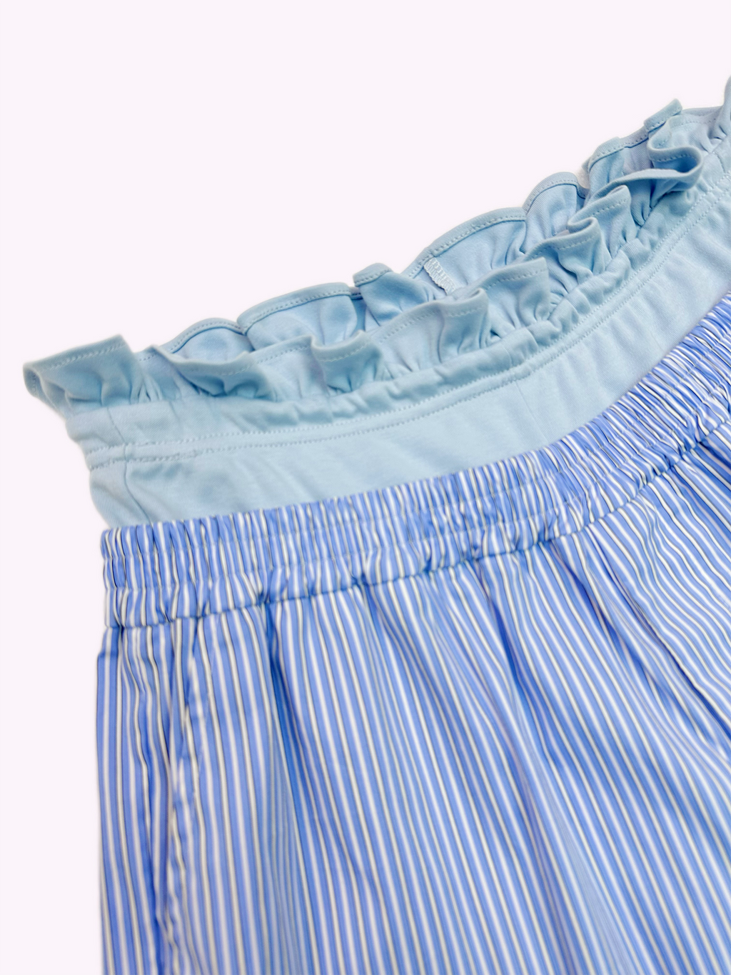 KADAKADA Retro Striped Ruffle-Waist Layered Shorts