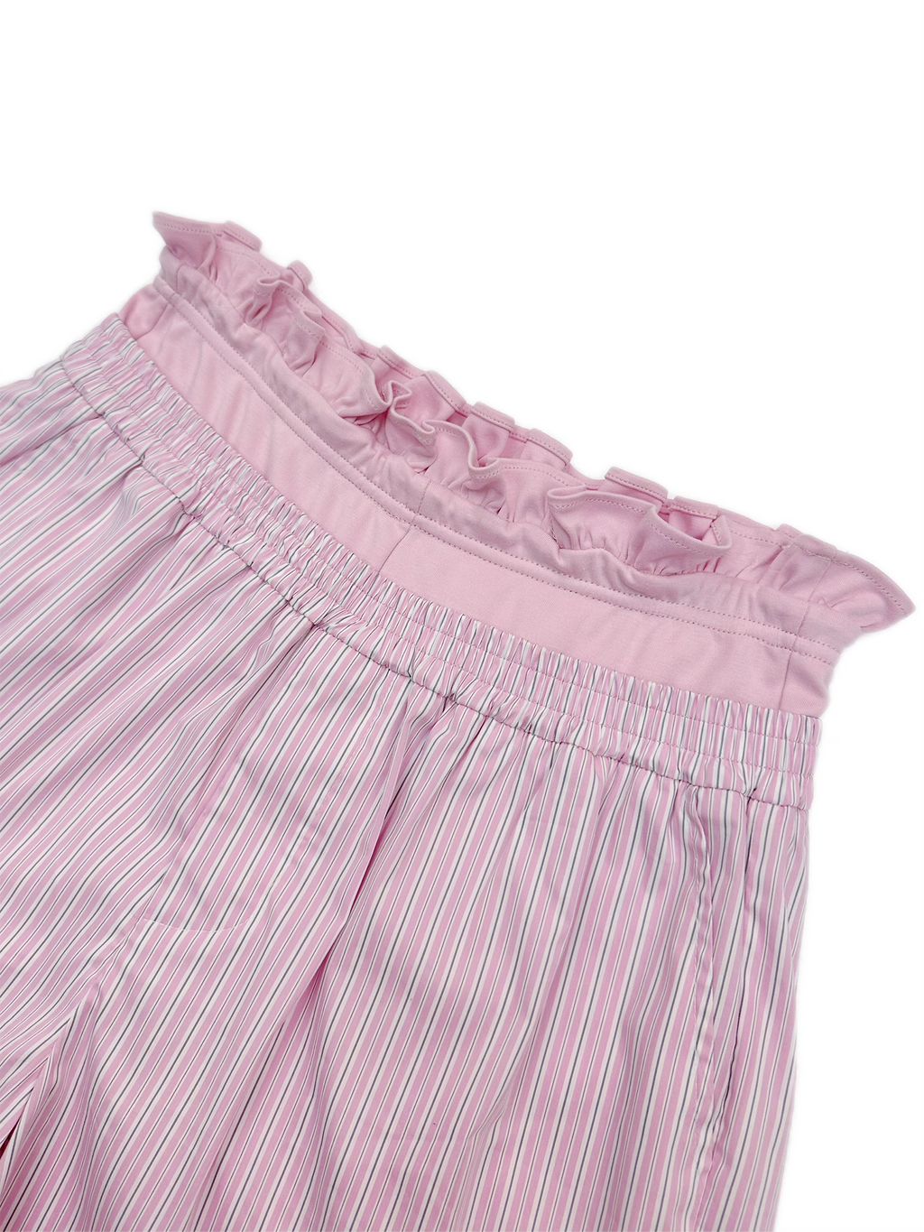 KADAKADA Retro Striped Ruffle-Waist Layered Shorts