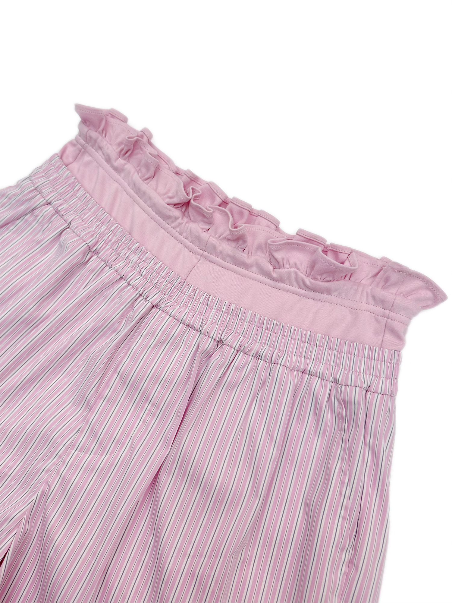 KADAKADA Retro Striped Ruffle-Waist Layered Shorts