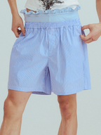 KADAKADA Retro Striped Ruffle-Waist Layered Shorts