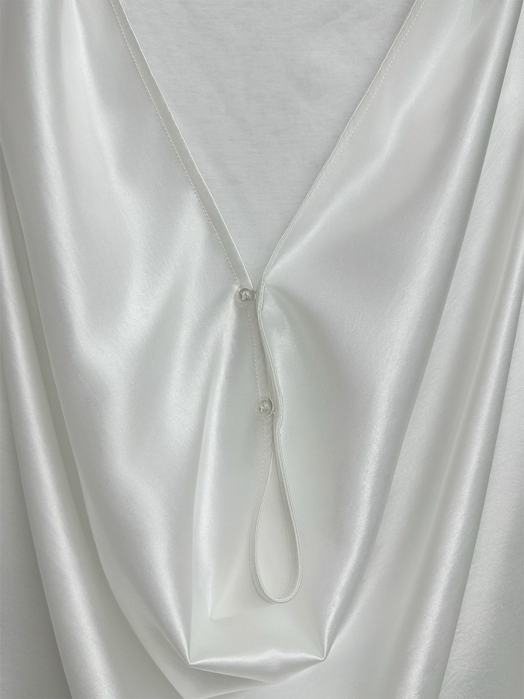 KADAKADA Pearl Sheen Deep V Draped Sleeveless Shirt
