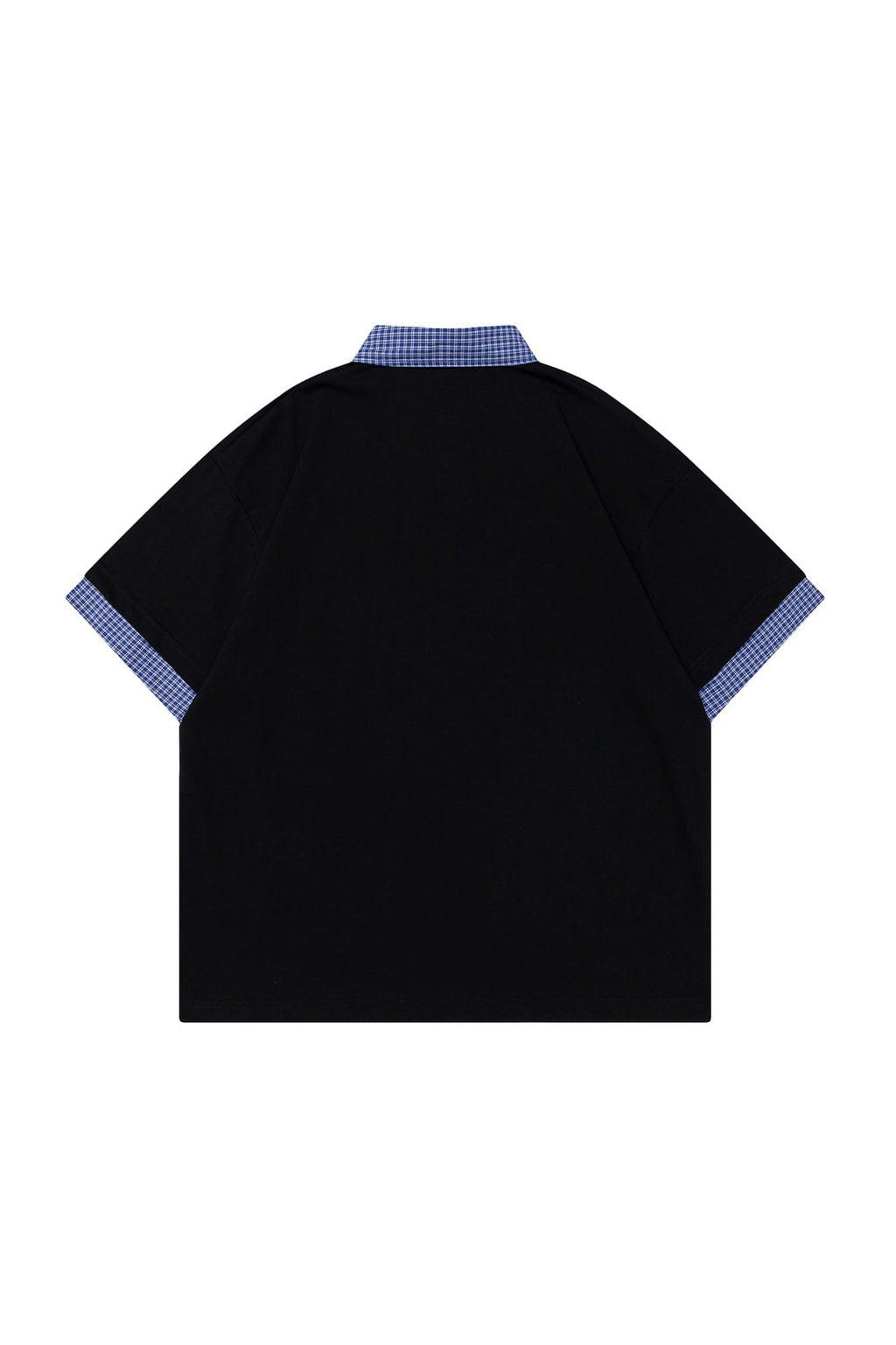 OVDY Layered Plaid Panel Mock Shirt T-Shirt