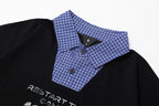 OVDY Layered Plaid Panel Mock Shirt T-Shirt