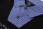 OVDY Layered Plaid Panel Mock Shirt T-Shirt