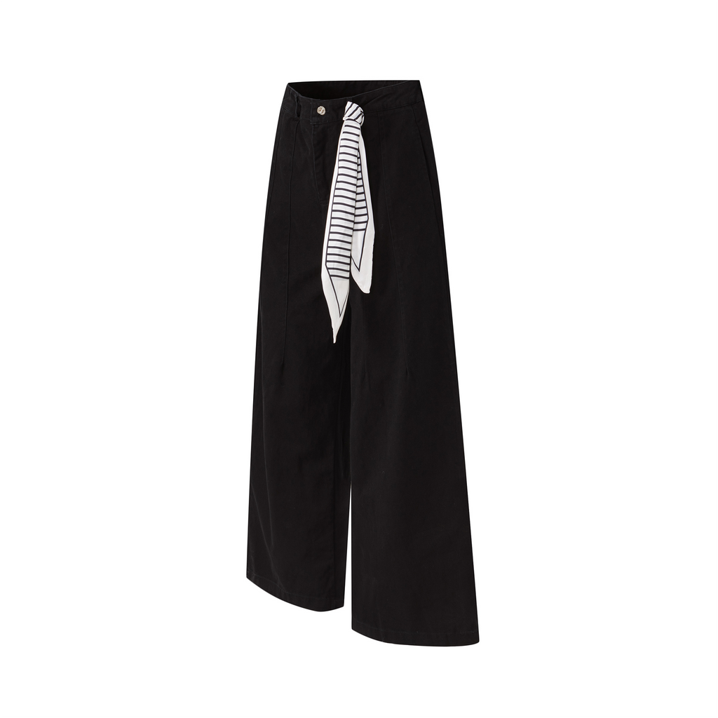 OVDY Retro Washed Stripe-Tie Wide-Leg Pants