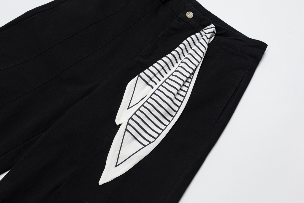 OVDY Retro Washed Stripe-Tie Wide-Leg Pants