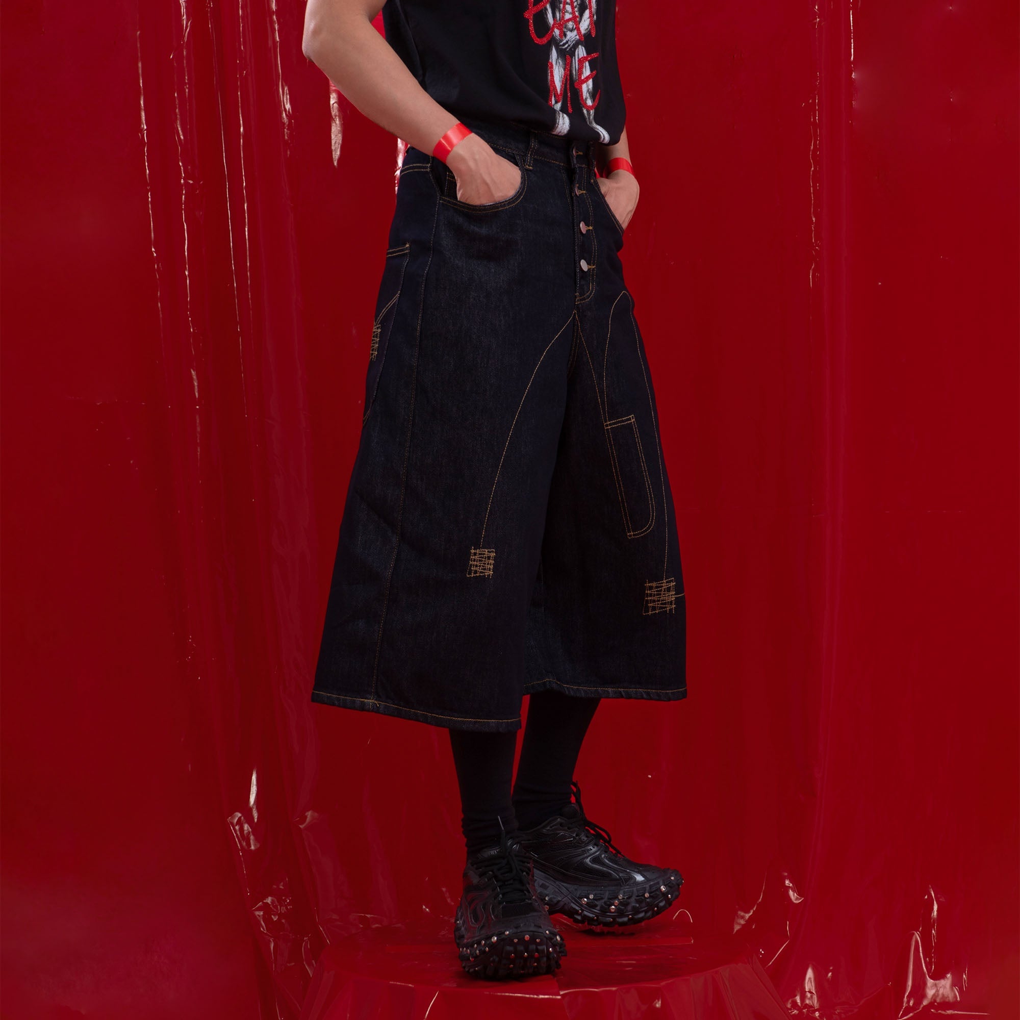 CLP Retro Contrast Stitch Straight-Leg Jorts