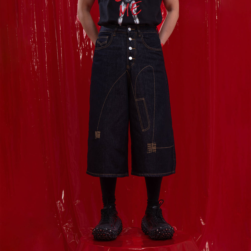 CLP Retro Contrast Stitch Straight-Leg Jorts