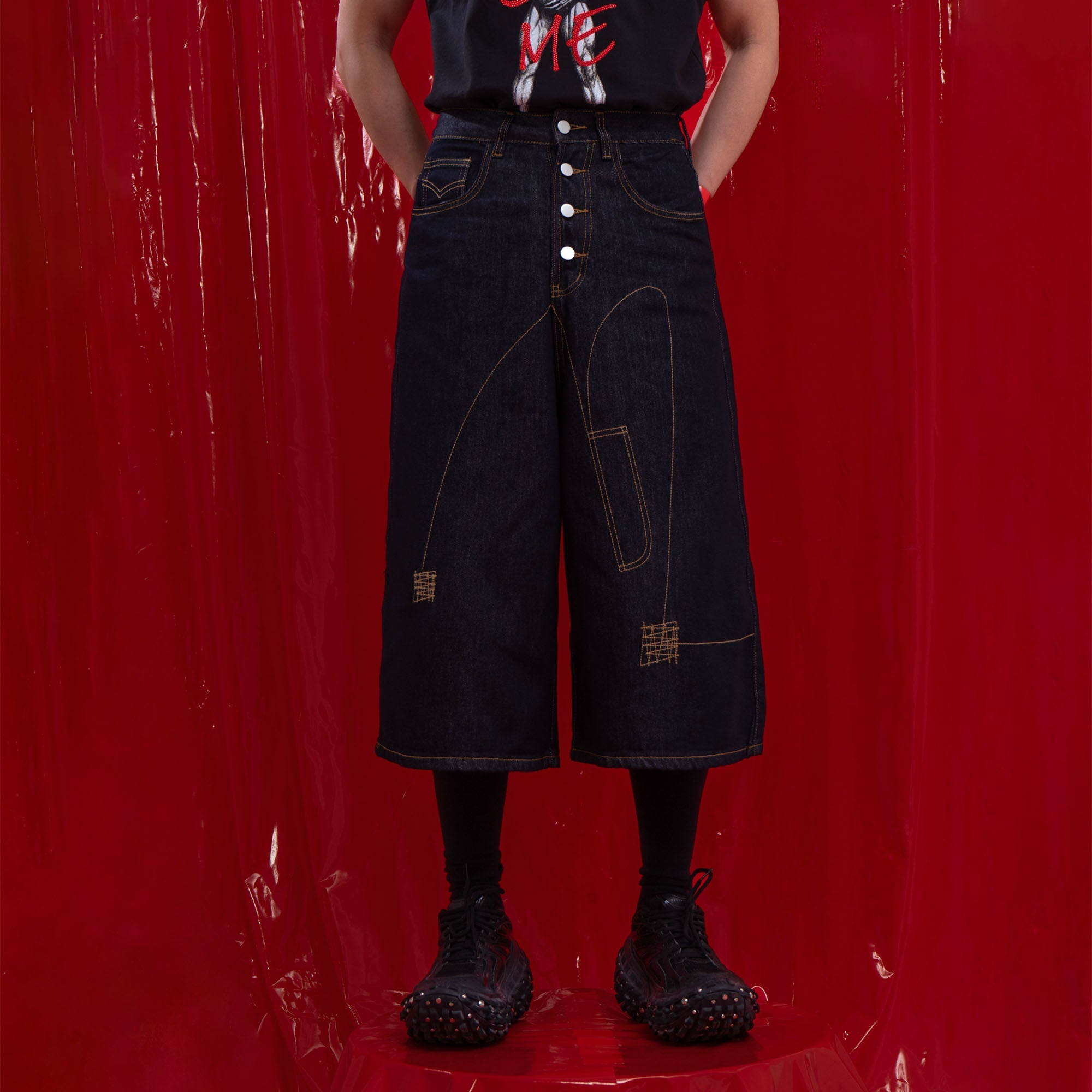 CLP Retro Contrast Stitch Straight-Leg Jorts