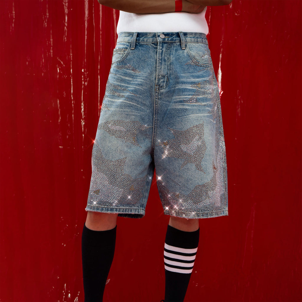 CLP Diamond Distressed Straight-Leg Jorts