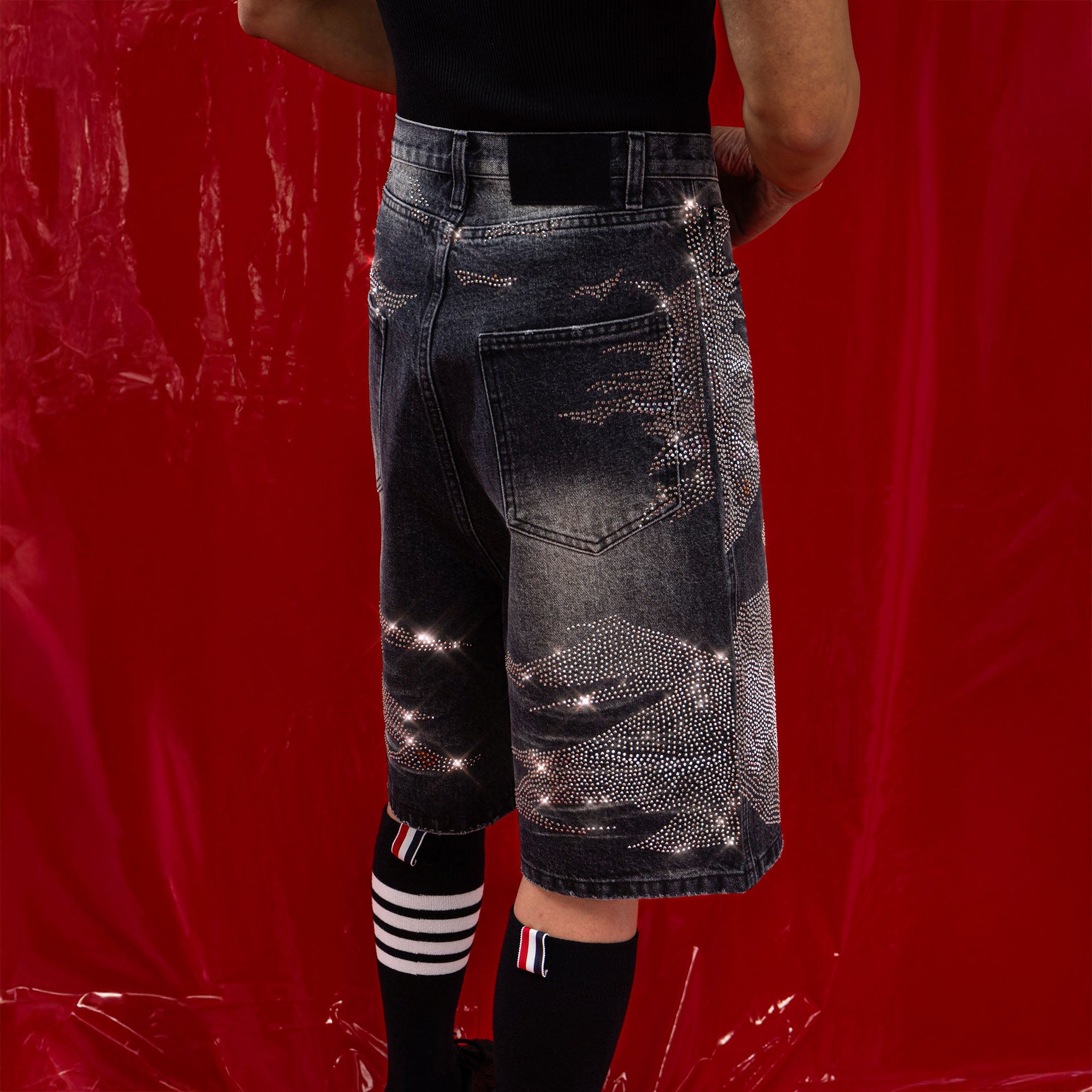 CLP Diamond Distressed Straight-Leg Jorts