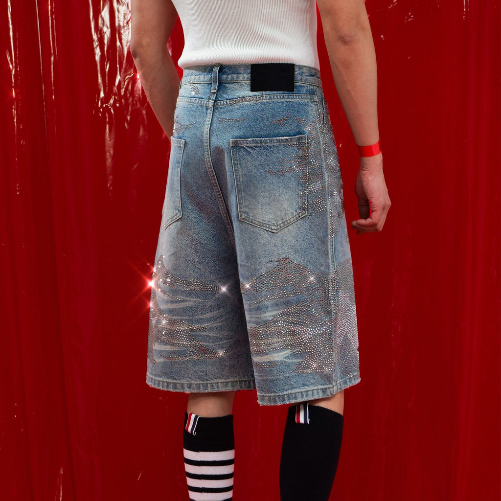 CLP Diamond Distressed Straight-Leg Jorts