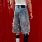 CLP Diamond Distressed Straight-Leg Jorts