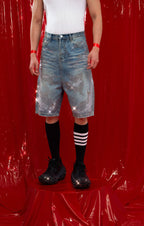 CLP Diamond Distressed Straight-Leg Jorts
