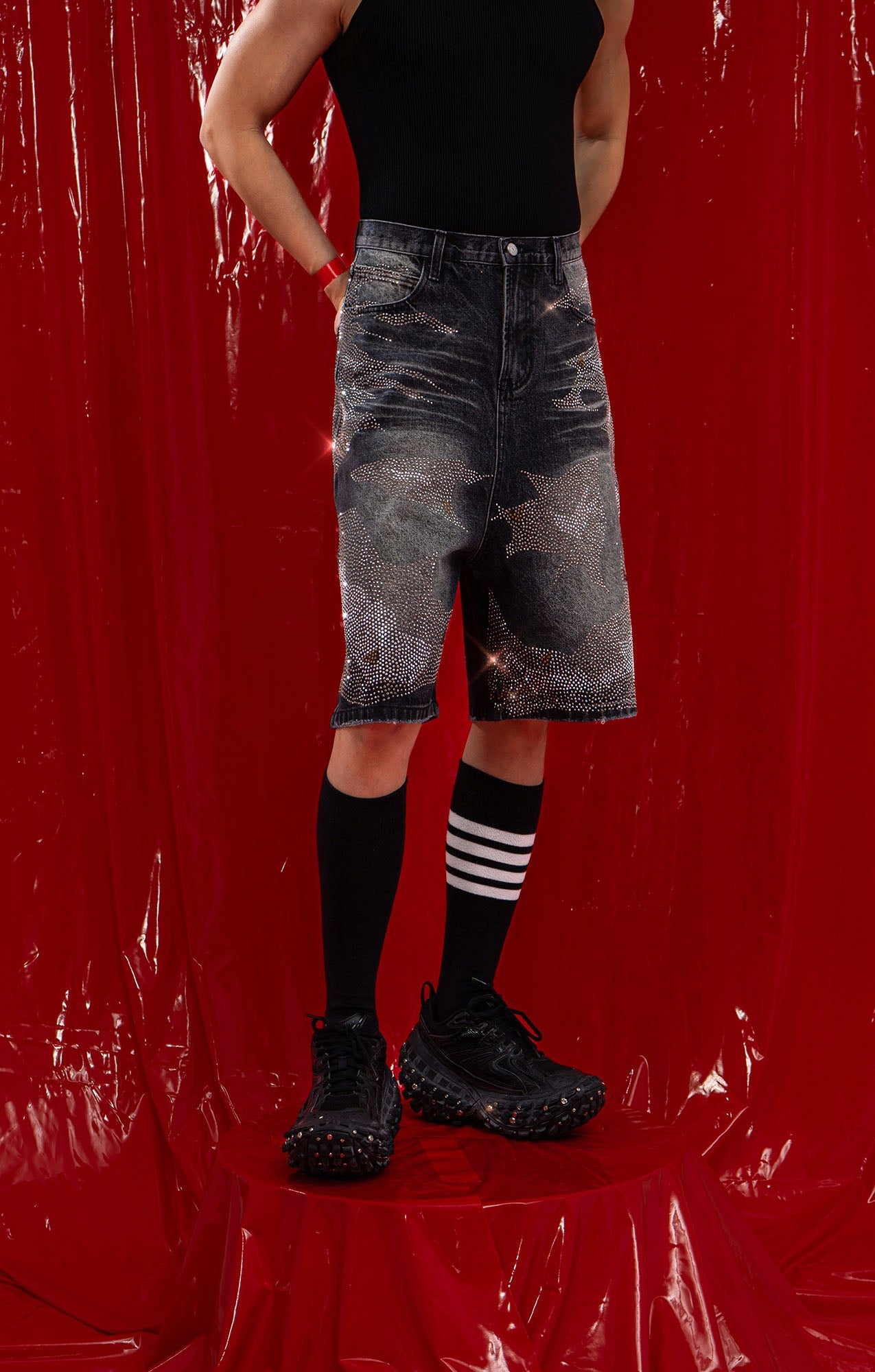 CLP Diamond Distressed Straight-Leg Jorts
